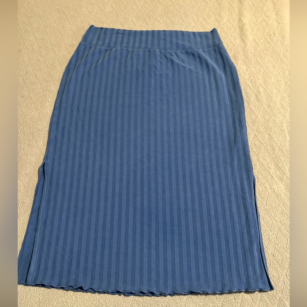 Aerie • Offline OG Groove Ribbed Slit Midi Skirt Blue Size XL